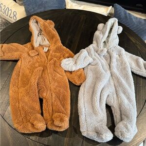 Carters Fleece Buntings Bear & Elephant Lot of 2 for 0-3 months